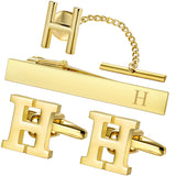 Set Broche Pinces Cravate Boutons Manchette Or - Monogramme Personnalisé – Accessoires | lasanderss.store