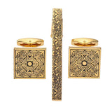 Set Manchette Pinces Cravate Or Motif Rose - Cuivre Romantique Homme – Accessoires | lasanderss.store
