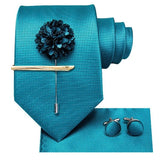 Cravate Bleu pince broche pochette pour homme