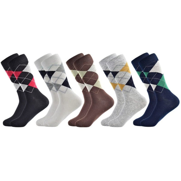 Chaussettes Compression à carreaux en coton 5pcs