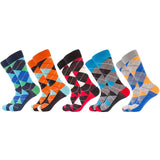 Chaussettes géométrique en coton pour hommes 5pcs