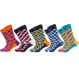 Chaussettes géométrique en coton pour hommes 5pcs