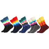 Chaussettes géométrique en coton pour hommes 5pcs
