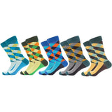 Chaussettes géométrique en coton pour hommes 5pcs