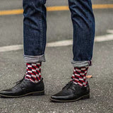 Chaussettes géométrique en coton pour hommes 5pcs
