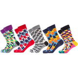 Chaussettes géométrique en coton pour hommes 5pcs