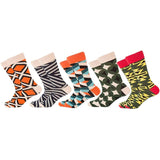 Chaussettes géométrique en coton pour hommes 5pcs