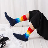 Chaussettes géométrique en coton pour hommes 5pcs