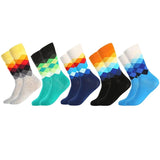 Chaussettes géométrique en coton pour hommes 5pcs