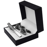 boutons de manchette pinces à cravate carré noir rayure – coffret cravate | lasanderss.store
