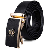 Ceinture noir à boucle automatique acier or – | lasanderss.store