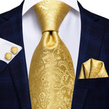 Cravate de luxe en soie or jaune pour hommes – | lasanderss.store