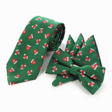 Cravate et Nœud Papillon en soie motif arbre de noël – | lasanderss.store