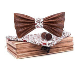 Cravate nœud Papillon en bois une paire boutons de manchette et pochette – | lasanderss.store