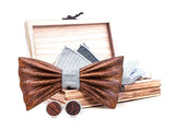Cravate nœud Papillon en bois une paire boutons de manchette et pochette – | lasanderss.store