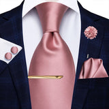 Cravate rose pince broche pochette pour homme – | lasanderss.store
