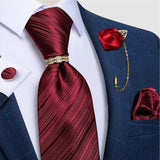 Cravates en soie rouge avec anneau broche pour homme – | lasanderss.store