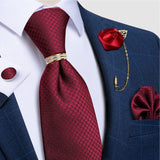 Cravates en soie rouge avec anneau broche pour homme – | lasanderss.store