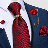 Cravates en soie rouge avec anneau broche pour homme – | lasanderss.store