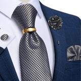 Ensemble Cravate Soie Homme 5 Pièces - Mouchoir Boutons Manchette Broche – Cravates | lasanderss.store