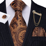 Fashion cravate pour hommes à rayures dorées en soie – Accessoires | lasanderss.store