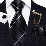 Fashion cravate pour hommes à rayures dorées en soie – Accessoires | lasanderss.store