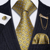 Fashion cravate pour hommes à rayures dorées en soie – Accessoires | lasanderss.store