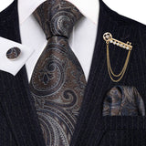 Fashion cravate pour hommes à rayures dorées en soie – Accessoires | lasanderss.store