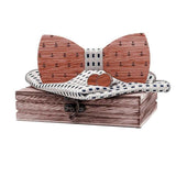 lasanderss Boutique Blanc Nœud papillon en bois  et boutons de manchette carrés de poche