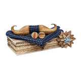 lasanderss Boutique Bleu nœud papillon en bois 3D mouchoir, broche