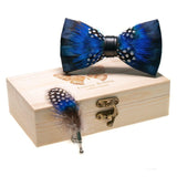 lasanderss Boutique Bleu Nœud Papillon en plumes bleu