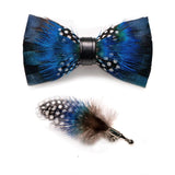 lasanderss Boutique Bleu Nœud Papillon en plumes bleu