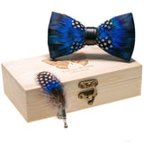 lasanderss Boutique Bleu Nœud Papillon en plumes bleu