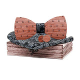 lasanderss Boutique Gris Nœud papillon en bois  et boutons de manchette carrés de poche