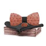 lasanderss Boutique Nœud papillon en bois  et boutons de manchette carrés de poche