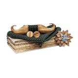 lasanderss Boutique Vert nœud papillon en bois 3D mouchoir, broche