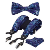 lasanderss Bretelles en cuir Bleu Set bretelles hommes bretelles floral en cuir fashion