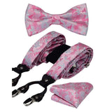 Set bretelles Hommes , bretelles floral  en cuir 6 Clip fashion