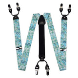 Set bretelles Hommes , bretelles floral  en cuir 6 Clip fashion