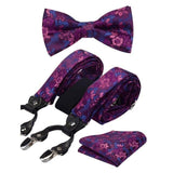Set bretelles Hommes , bretelles floral  en cuir 6 Clip fashion