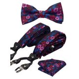 Set bretelles Hommes , bretelles floral  en cuir 6 Clip fashion
