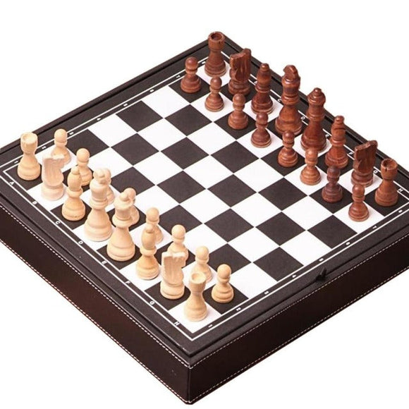 jeu d'échecs internationaux en cuir échiquier bois