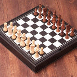 Jeu d'échecs internationaux en cuir échiquier bois