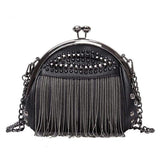 Sac à bandoulière noir chaîne rivet Style Fashion