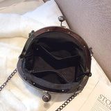 Sac à bandoulière noir chaîne rivet Style Fashion