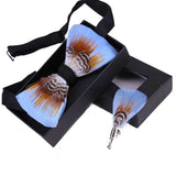 lasanderss.store Accessoires d'habillement Bleu Broche Nœud papillon en plume