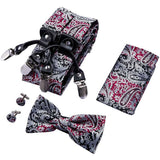 lasanderss.store Argenté Bretelles nœud papillon carré de poche, boutons de manchette