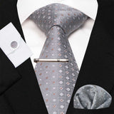 lasanderss.store Argenté Cravate en soie rayée classique 4 Pcs pour homme