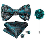 lasanderss.store Argenté Cravate nœud papillon -pochette broche pour homme