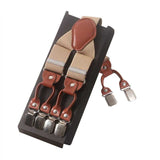 lasanderss.store Beige Bretelles en cuir décontracté pour hommes, 6 Clips